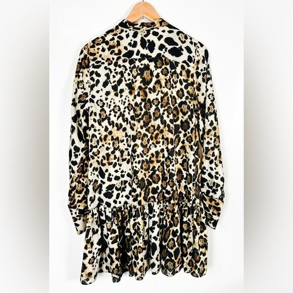 Alexis Lydia Dress sz M Medium 8 10 Long Sleeved Collared Mini Leopard Bow $433 - Picture 4 of 5